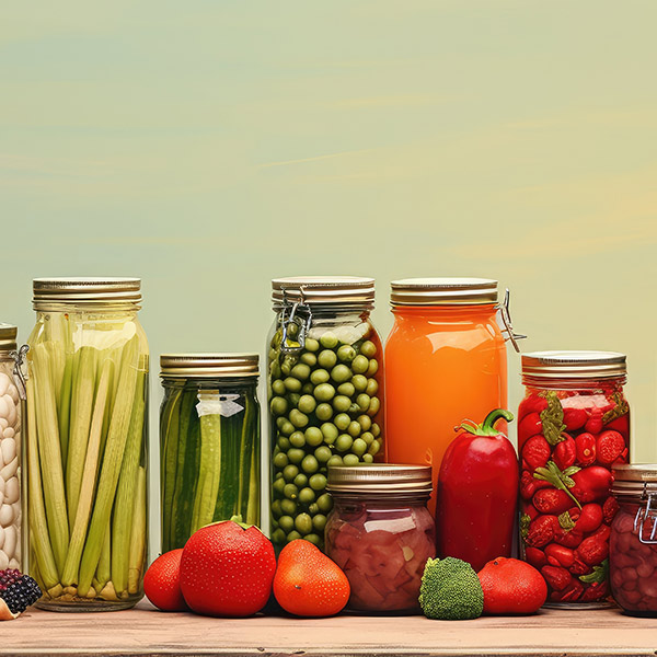 Fruits et légumes en bocaux. Epicerie zéro déchet Braine-le-Château